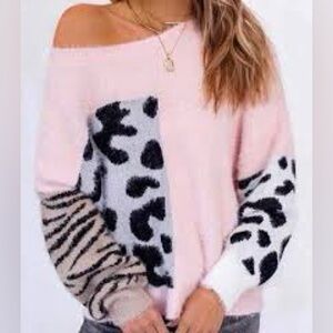 Miracle NWT Pink Animal Print Sweater